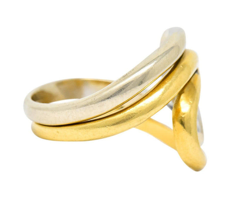 Gucci Vintage 18 Karat Two-Tone Gold Wave Stacking Rings - Wilson's Estate Jewelry