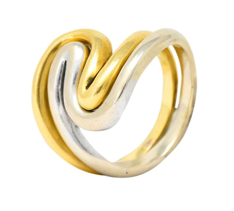 Gucci Vintage 18 Karat Two-Tone Gold Wave Stacking Rings - Wilson's Estate Jewelry
