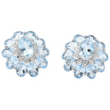 Gumps Contemporary Blue Topaz Diamond 18 Karat White Gold Earrings Wilson's Estate Jewelry