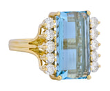 H. Stern 1980's Vintage 11.10 CTW Aquamarine Diamond 18 Karat Gold Cocktail Ring - Wilson's Estate Jewelry