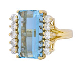 H. Stern 1980's Vintage 11.10 CTW Aquamarine Diamond 18 Karat Gold Cocktail Ring - Wilson's Estate Jewelry