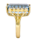 H. Stern 1980's Vintage 11.10 CTW Aquamarine Diamond 18 Karat Gold Cocktail Ring - Wilson's Estate Jewelry