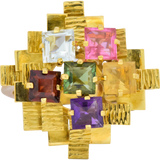 H. Stern 4.35 CTW Multi-Gem Tourmaline Amethyst Citrine Garnet 18 Karat Gold Cocktail Ring Wilson's Estate Jewelry