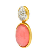 H. Stern Diamond Rhodochrosite 18 Karat Gold Drop Vintage Earrings - Wilson's Estate Jewelry