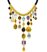 H. Stern Vintage 1970's Multi-Gem 18 Karat Gold Cord Drop Necklace - Wilson's Estate Jewelry