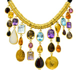 H. Stern Vintage 1970's Multi-Gem 18 Karat Gold Cord Drop Necklace - Wilson's Estate Jewelry