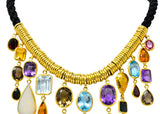 H. Stern Vintage 1970's Multi-Gem 18 Karat Gold Cord Drop Necklace - Wilson's Estate Jewelry