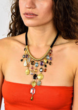 H. Stern Vintage 1970's Multi-Gem 18 Karat Gold Cord Drop Necklace - Wilson's Estate Jewelry