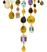 H. Stern Vintage 1970's Multi-Gem 18 Karat Gold Cord Drop Necklace - Wilson's Estate Jewelry
