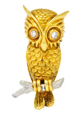 Hammerman Bros. French Diamond Platinum 18 Karat Gold Owl Vintage Brooch - Wilson's Estate Jewelry