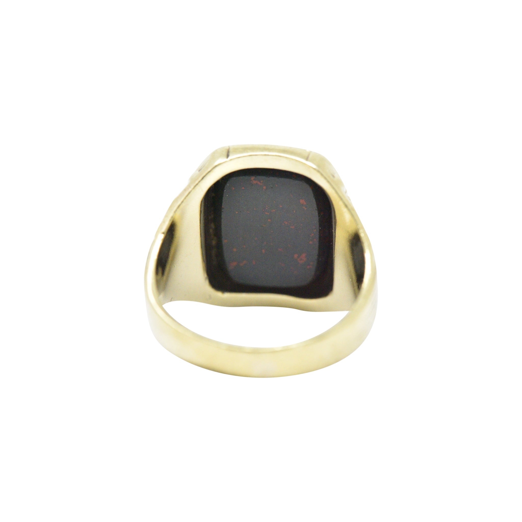 Handsome Men's Art Deco Bloodstone 14 Karat Green Gold Ring Wilson's Estate Jewelry