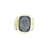 Handsome Men's Art Deco Bloodstone 14 Karat Green Gold Ring Wilson's Estate Jewelry