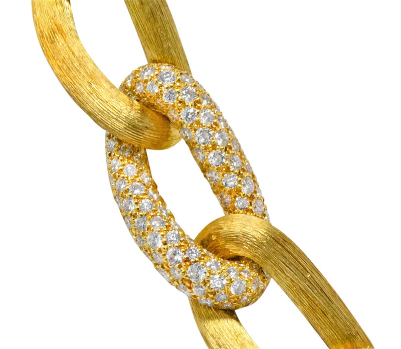 Henry Dunay Retro 2.15 CTW Diamond 18 Karat Brushed Gold pavA Sabi Necklace - Wilson's Estate Jewelry