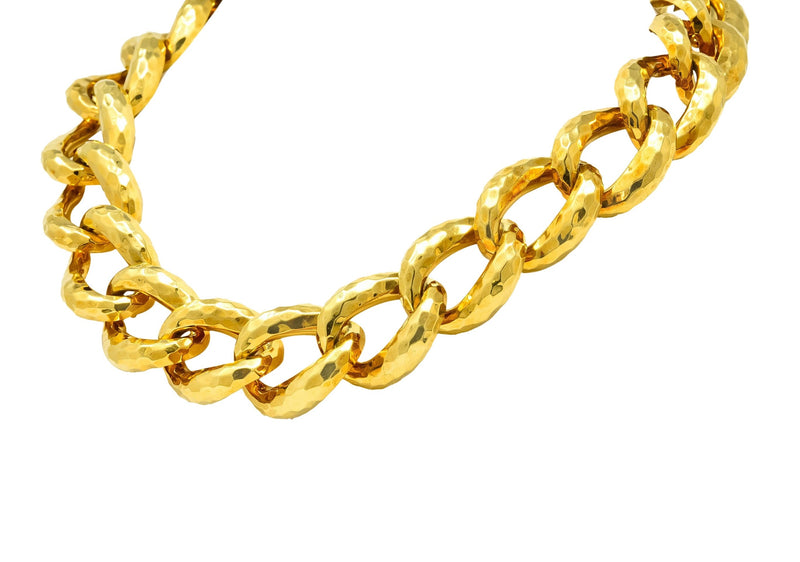 Henry Dunay Vintage 18 Karat Gold Faceted Curb Link Necklace Circa 1980 - Wilson's Estate Jewelry