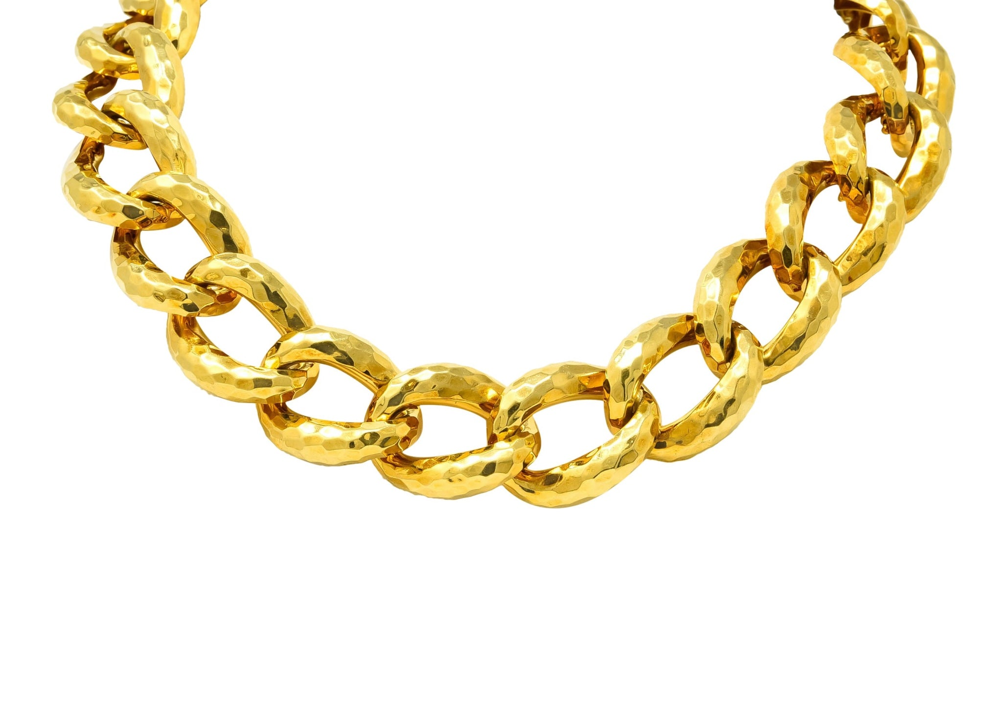 Henry Dunay Vintage 18 Karat Gold Faceted Curb Link Necklace Circa 1980 - Wilson's Estate Jewelry