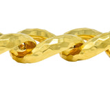 Henry Dunay Vintage 18 Karat Yellow Gold Hammered Curb Link Bracelet Circa 1980 - Wilson's Estate Jewelry