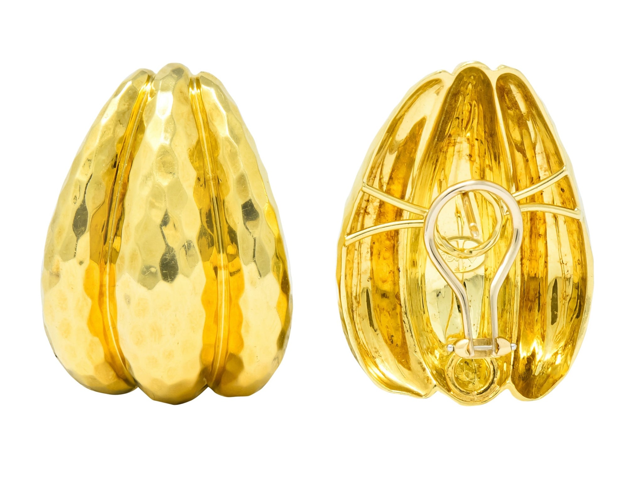 Henry Dunay Vintage 18 Karat Yellow Gold Hammered Statement Earrings Circa 1980 - Wilson's Estate Jewelry