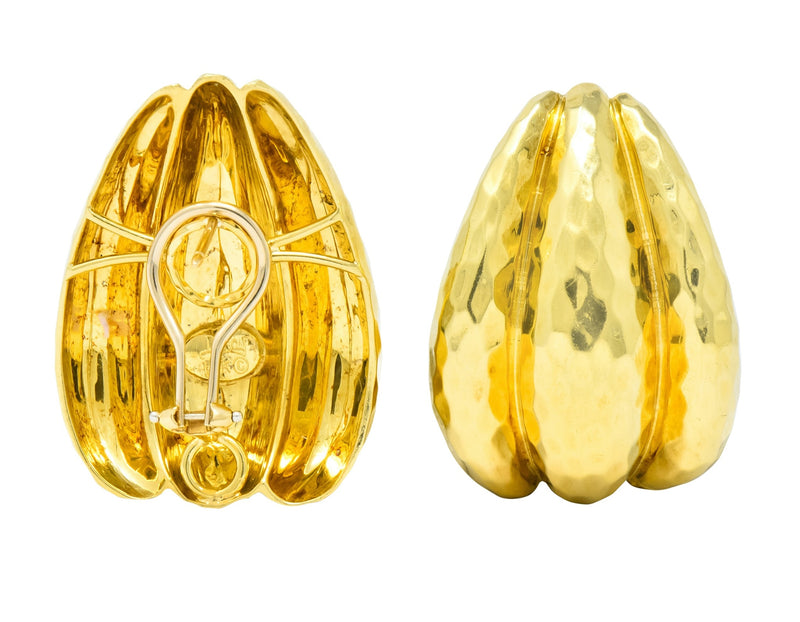 Henry Dunay Vintage 18 Karat Yellow Gold Hammered Statement Earrings Circa 1980 - Wilson's Estate Jewelry
