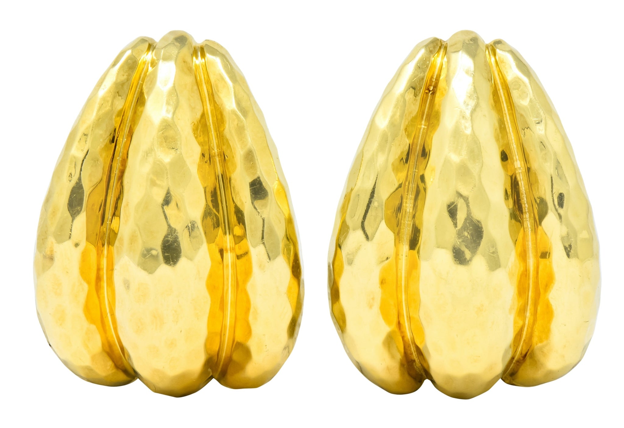 Henry Dunay Vintage 18 Karat Yellow Gold Hammered Statement Earrings Circa 1980 - Wilson's Estate Jewelry