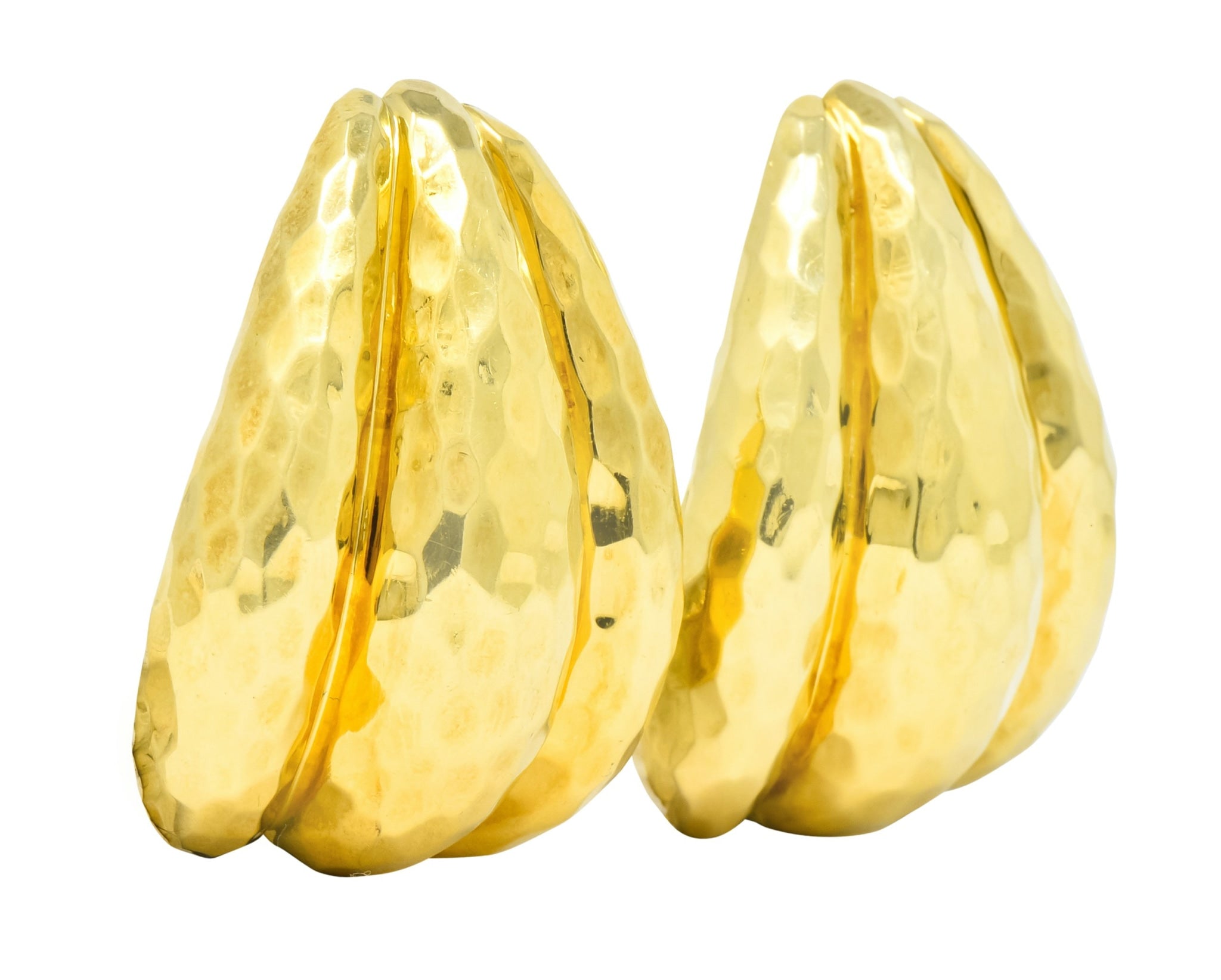 Henry Dunay Vintage 18 Karat Yellow Gold Hammered Statement Earrings Circa 1980 - Wilson's Estate Jewelry