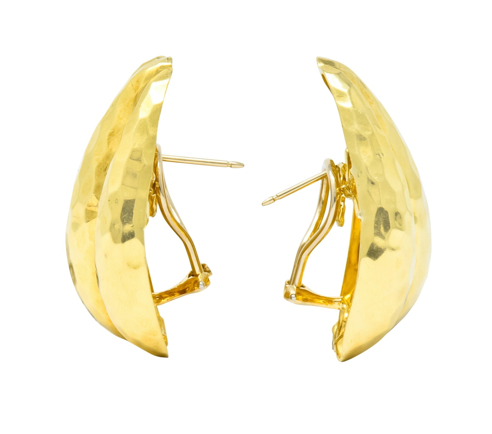 Henry Dunay Vintage 18 Karat Yellow Gold Hammered Statement Earrings Circa 1980 - Wilson's Estate Jewelry