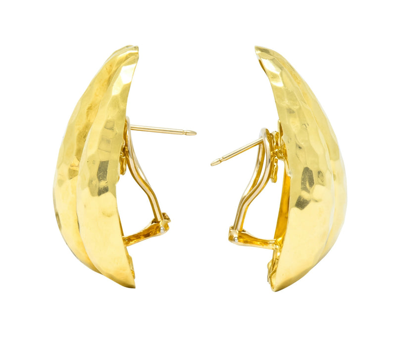 Henry Dunay Vintage 18 Karat Yellow Gold Hammered Statement Earrings Circa 1980 - Wilson's Estate Jewelry