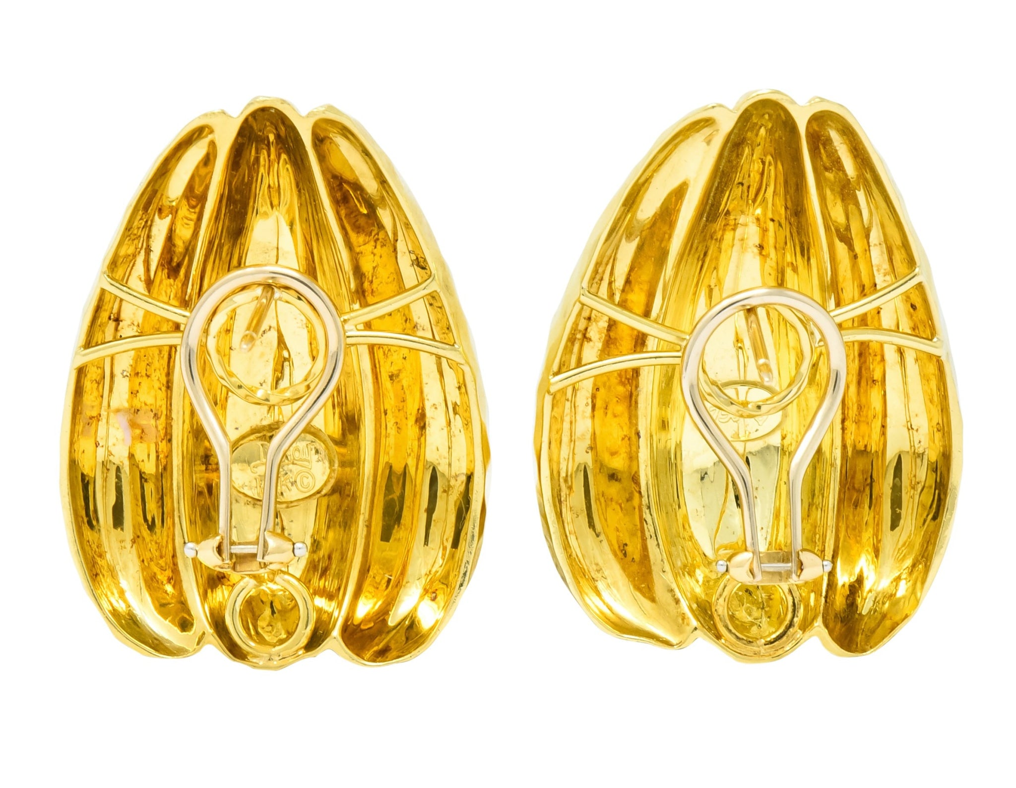 Henry Dunay Vintage 18 Karat Yellow Gold Hammered Statement Earrings Circa 1980 - Wilson's Estate Jewelry