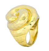 Henry Dunay Vintage 18 Karat Yellow Gold Hammered Swirl Ring - Wilson's Estate Jewelry