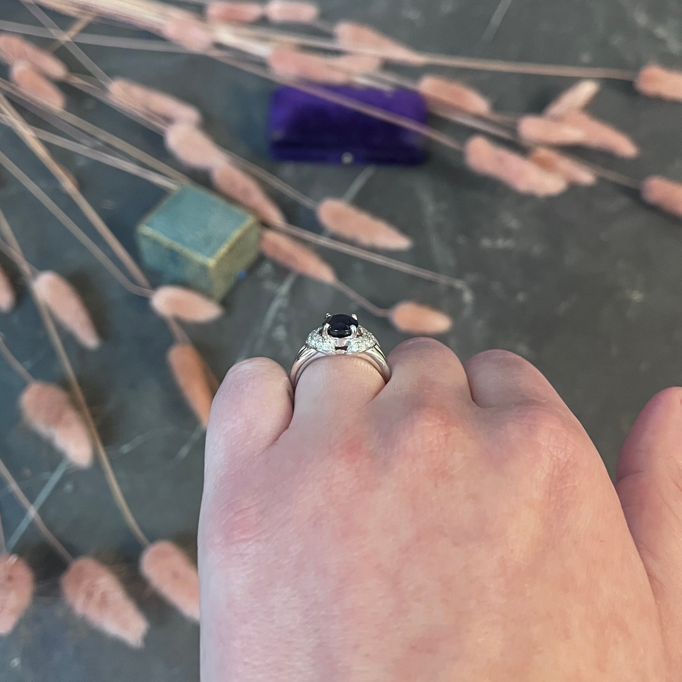 Contemporary 2.80 CTW Sapphire Diamond Gemstone Ring Wilson's Antique & Estate Jewelry