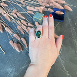 Indicolite Tourmaline Diamond Halo Platinum Gemstone Cocktail Ring Wilson's Antique & Estate Jewelry