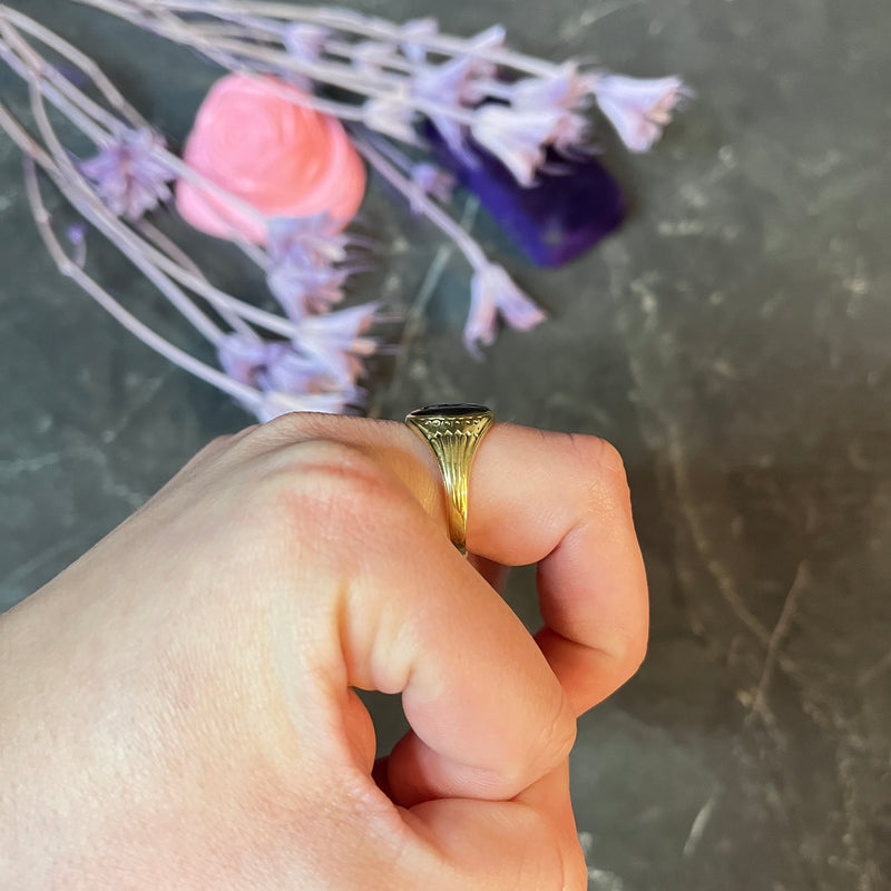 Color Blossom Ring, Yellow Gold, White Gold, White Agate And