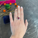 5.02 CTW No Heat Ruby Diamond Platinum Cluster Ring GIA Wilson's Estate Jewelry