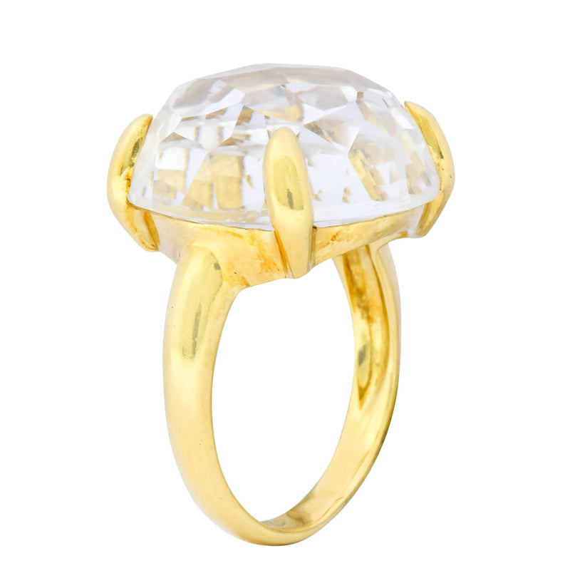 Ippolita Faceted Rock Crystal 18 Karat Gold Cocktail Ring - Wilson's Estate Jewelry