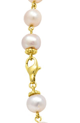 Italian Cultured Pearl 18 Karat Yellow Gold Station Necklace - Wilson's Estate Jewelry
