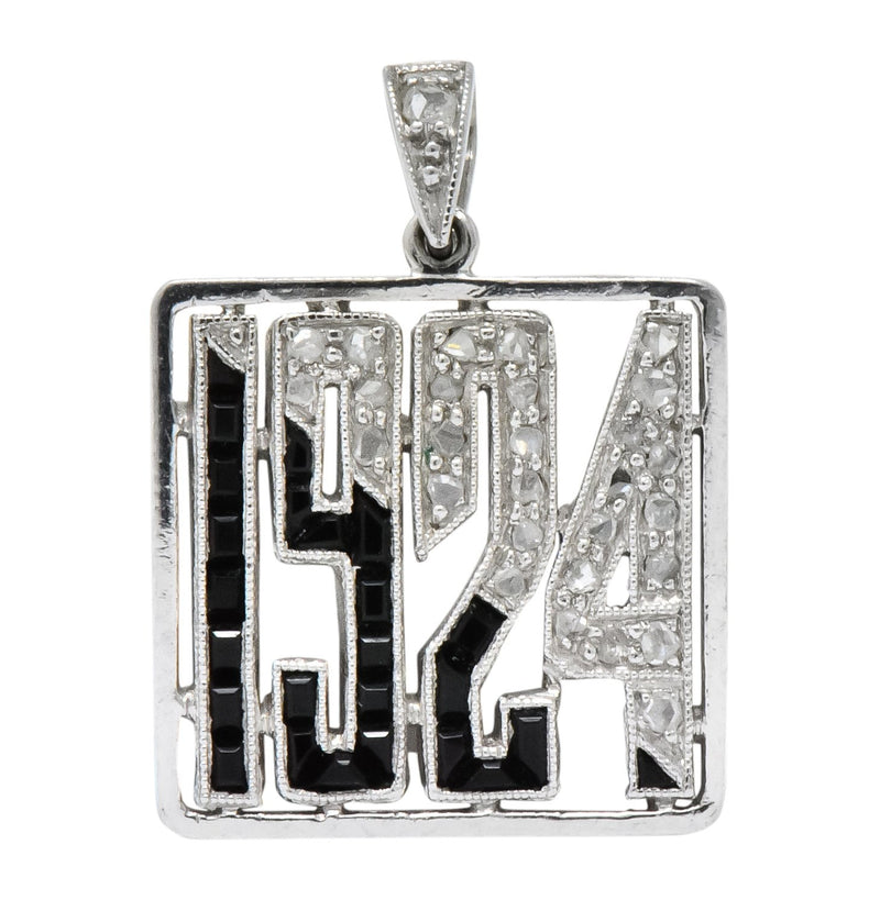 J.E. Caldwell & Co. Art Deco Diamond Onyx Platinum 1924 Charm - Wilson's Estate Jewelry