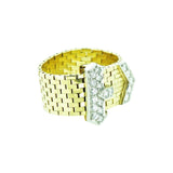 J.E. Caldwell Retro 0.43 CTW Diamond 14 Karat Gold Platinum Buckle Ring Wilson's Estate Jewelry