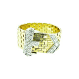 J.E. Caldwell Retro 0.43 CTW Diamond 14 Karat Gold Platinum Buckle Ring Wilson's Estate Jewelry