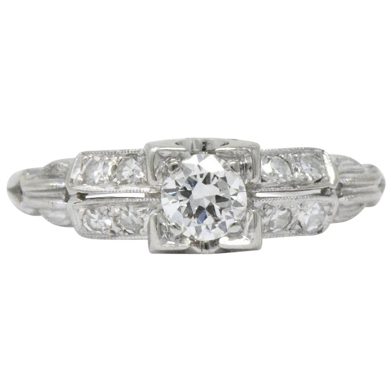 Jabel Retro 0.40 CTW Diamond 18 Karat White Gold Engagement Ring Wilson's Estate Jewelry