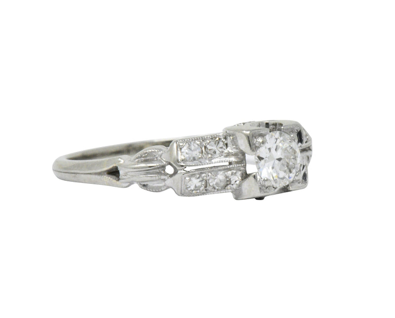 Jabel Retro 0.40 CTW Diamond 18 Karat White Gold Engagement Ring Wilson's Estate Jewelry