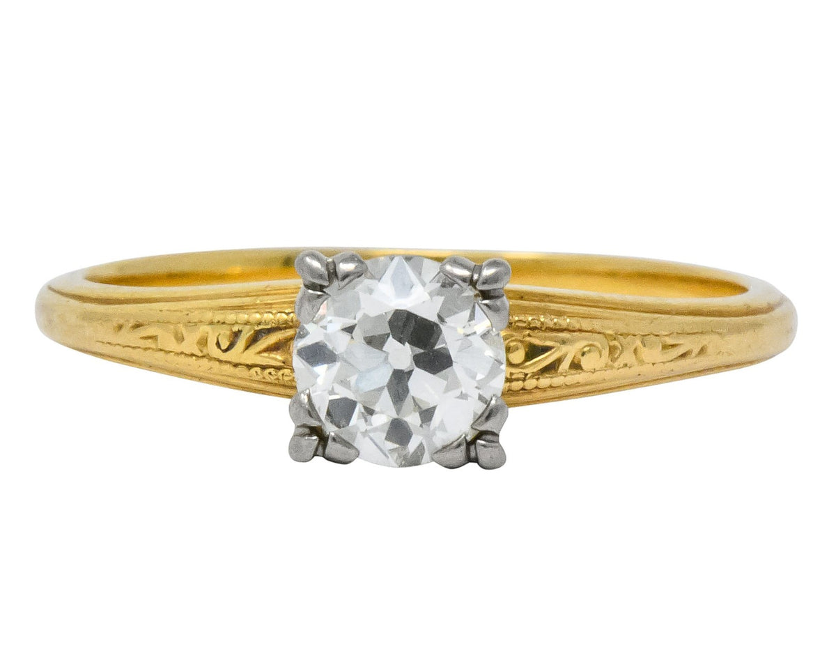 Jabel 1920’s 0.90 CTW Diamond 18 Karat Gold Engagement Ring