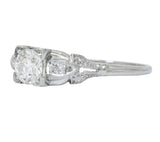 Jabel Art Deco 0.62 CTW Diamond 18 Karat White Gold Engagement Ring GIA Wilson's Estate Jewelry