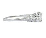 Jabel Art Deco 0.62 CTW Diamond 18 Karat White Gold Engagement Ring GIA Wilson's Estate Jewelry