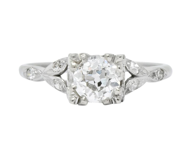 Jabel Art Deco 1.00 CTW Diamond 18 Karat Gold Engagement Ring GIA - Wilson's Estate Jewelry