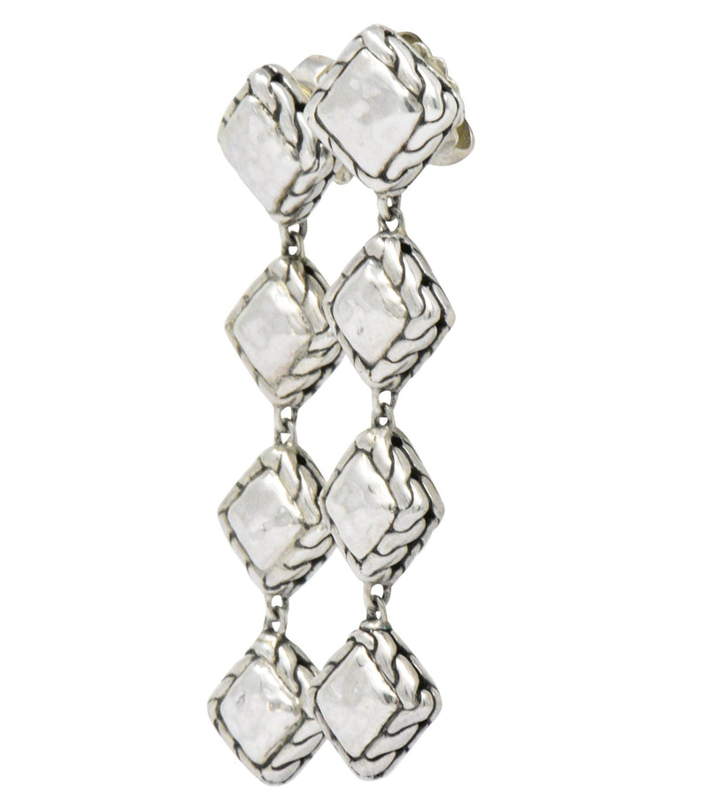 We- 1886 John Hardy Sterling Silver Classic Chain Sugarloaf Drop Earrings Wilson's Estate Jewelry