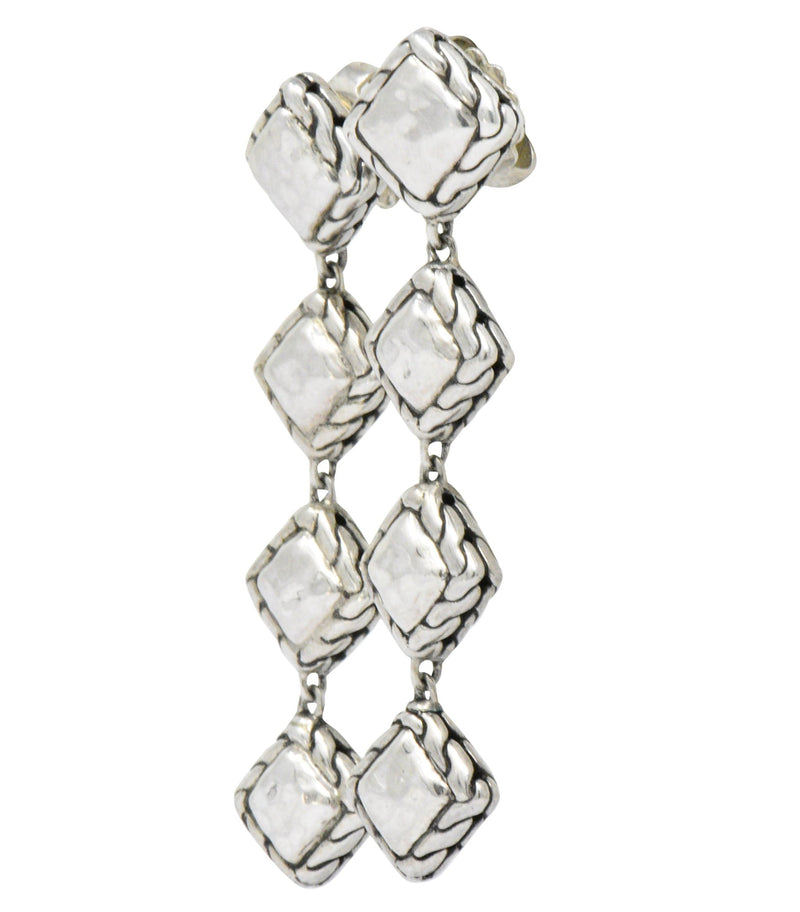 We- 1886 John Hardy Sterling Silver Classic Chain Sugarloaf Drop Earrings Wilson's Estate Jewelry