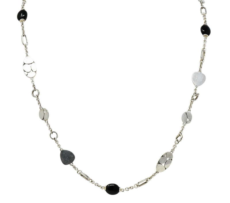 John Hardy Onyx Sterling Silver Dot Long Chain Necklace - Wilson's Estate Jewelry