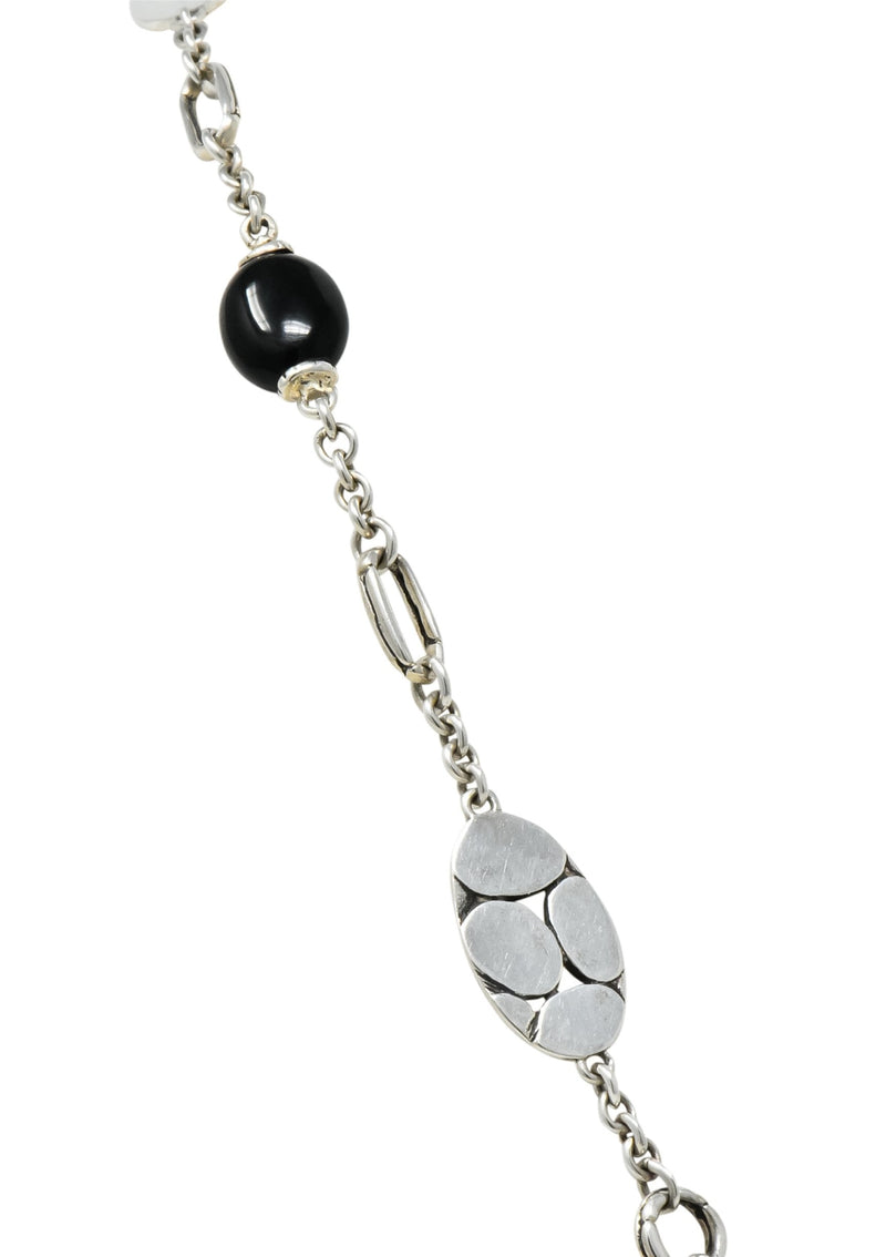 John Hardy Onyx Sterling Silver Dot Long Chain Necklace - Wilson's Estate Jewelry