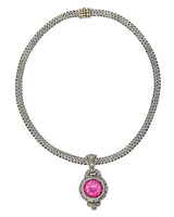 John Hardy Pink Topaz Sterling Silver 18 Karat Gold Batu Sari Naga Pendant Necklace - Wilson's Estate Jewelry