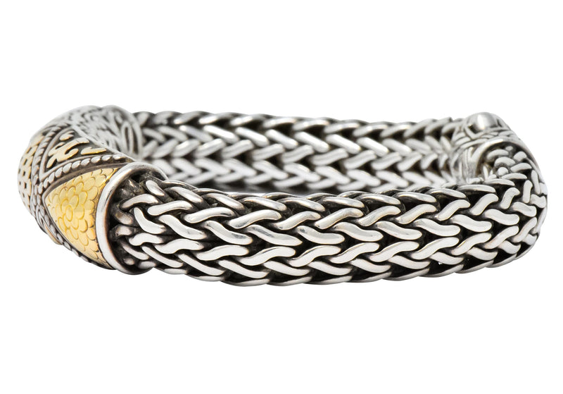 John Hardy Vintage Sterling Silver 18 Karat Gold Unisex Bracelet - Wilson's Estate Jewelry
