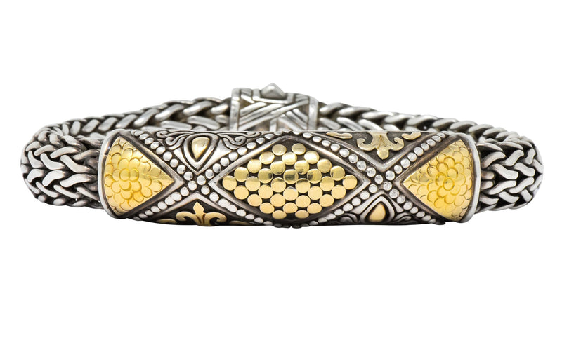 John Hardy Vintage Sterling Silver 18 Karat Gold Unisex Bracelet - Wilson's Estate Jewelry